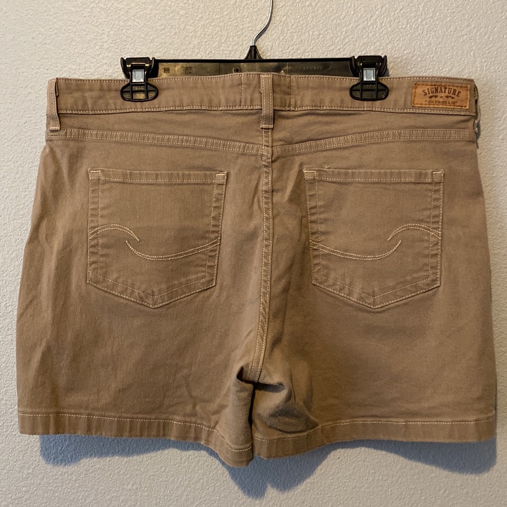 Khaki Stretch Denim Shorts Size 16 - Picture 5 of 11